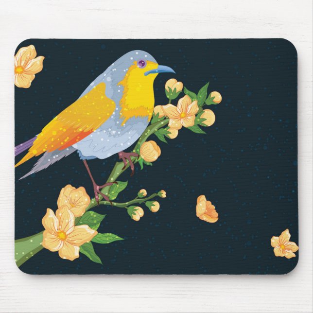 Tapis De Souris Beau Mat Souris aux oiseaux Abstraits (Devant)