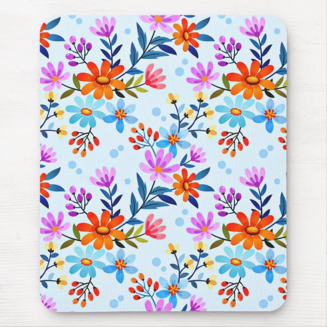 Tapis De Souris Beau motif de fleurs et de feuilles  (Devant)