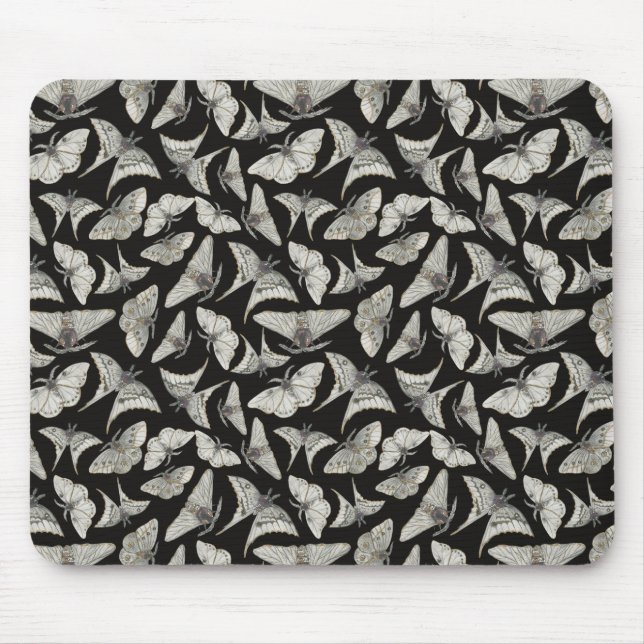 Tapis De Souris Beau Motif de papillon Beige Noir (Devant)