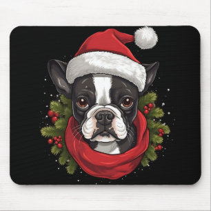Tapis De Souris Beau Noël Boston Terrier Chien