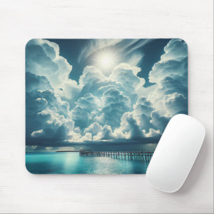 Tapis De Souris Beau Océan, Dock et nuages fluides