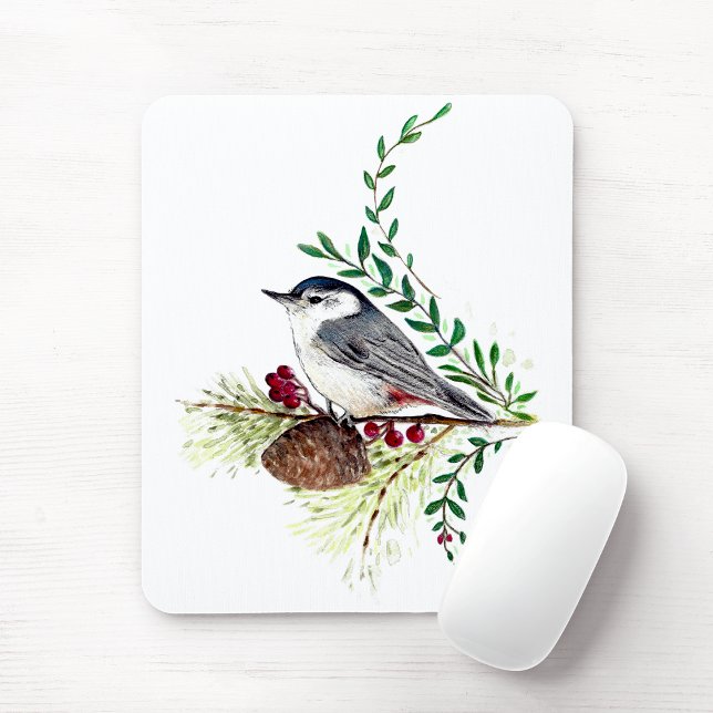 Tapis De Souris Beau Oiseau Nuthatch (Beautiful Nuthatch Bird Mouse Pad from Jenn's Emporium.)