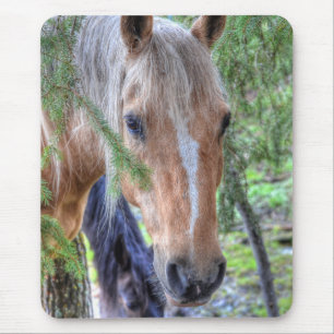Tapis De Souris Beau Palomino Peinture Cheval & Branches en Pluie