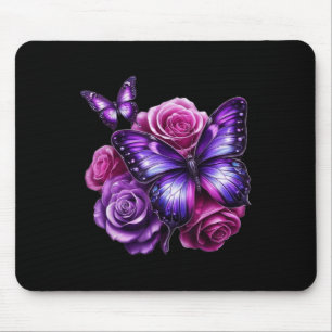 Tapis De Souris Beau Papillon Rose Pourpre Amoureux Papillon C