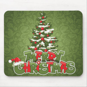 Tapis De Souris Beau Rouge & Vert Noël Inspiré Mousepad