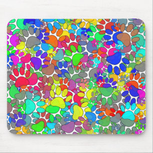 Tapis De Souris Beaucoup D'Empreintes de pattes De Chiens Partout
