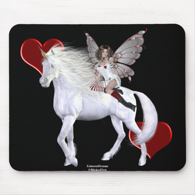 Tapis De Souris Beauté blanche 3 de licorne de coeur d'ange (Devant)