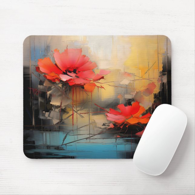 Tapis De Souris Beauté Cachée – Art Moderne Floral Abstrait (Avec souris)