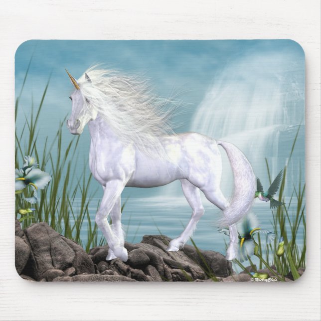 Tapis De Souris Beauté de blanc de licorne (Devant)