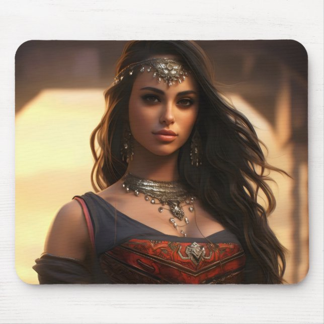 Tapis De Souris Beauté orientale de fille arabe (Devant)