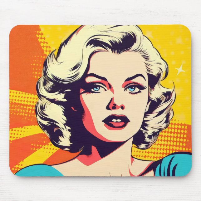 Tapis De Souris Beauté Pop Art Femme (Devant)