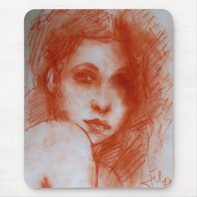 Tapis De Souris BEAUTÉ ROMANTIQUE / Portrait de femme en Sepia Bro (Devant)