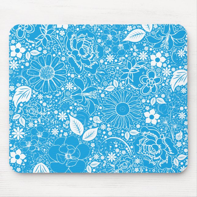 Tapis De Souris Beautés botaniques bleu clair Souris (Devant)