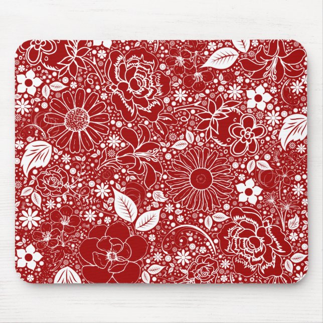Tapis De Souris Beautés botaniques Rouge Souris (Devant)