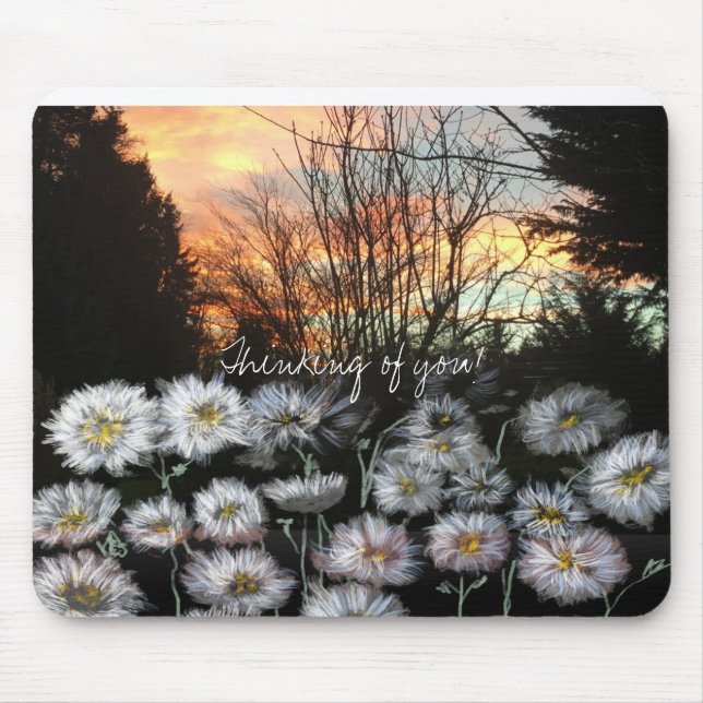 Tapis De Souris Beautiful, Fresh Daisies Against A Winter (Devant)