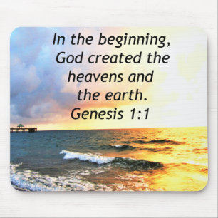 TAPIS DE SOURIS BEAUTIFUL GENESIS 1:1 BIBLE QUOTE DESIGN