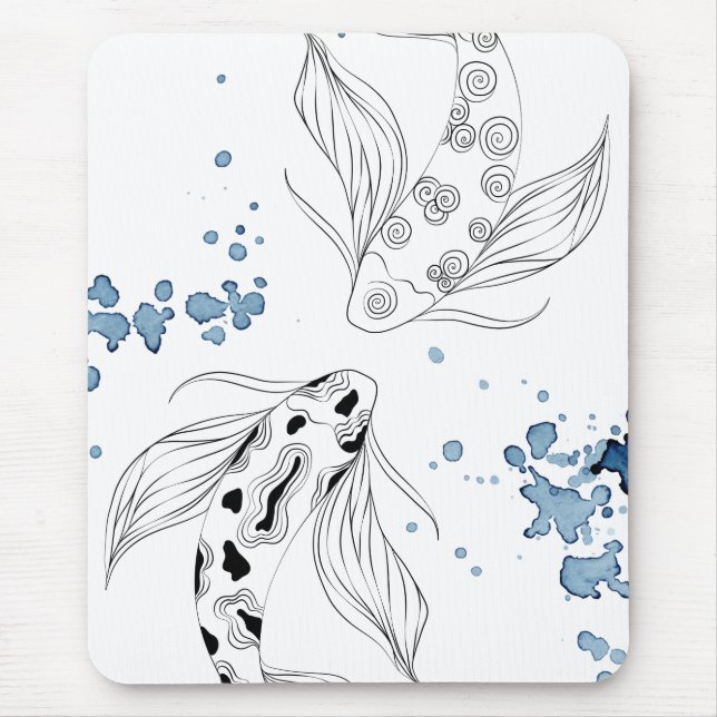Tapis De Souris Beautiful Japonais Koi Fish Swimming (Devant)