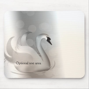 Tapis De Souris Beautiful Swan Silver Elegant Custom Chic