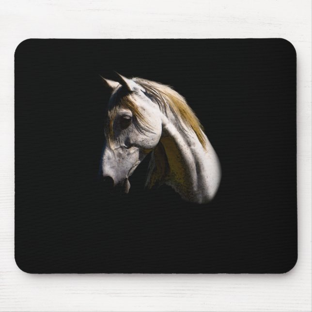 Tapis De Souris Beautiful White Mare Ranch Horse Photo Portrait (Devant)