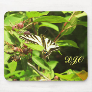 Tapis De Souris Beautiful Yellow Black Butterfly on Crabapple Tree