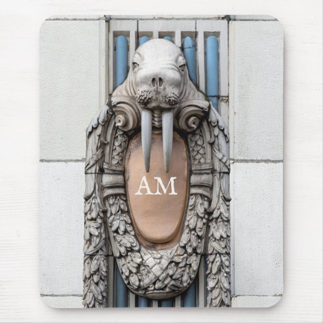 Tapis De Souris Beaux Arts Walrus Sculpture Monogramme personnalis (Devant)