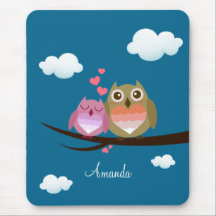 Tapis De Souris Beaux couples mignons de hibou complètement de