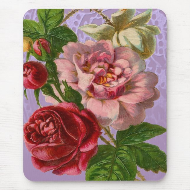 Tapis De Souris Beaux Roses colorés (Devant)