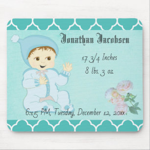 Tapis De Souris Bébé bébé garçon en bleu avec fleurs