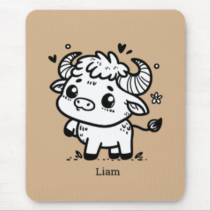 Tapis De Souris Bébé Buffle Fluffy - Animal de Ferme Kawaii