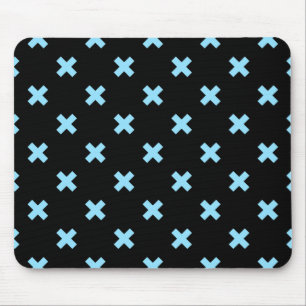 Tapis De Souris Bébé croix bleu coutures sur noir