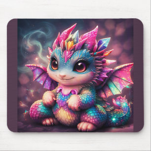 Tapis de souris Bébé Dragon Cristal Arc-en-ciel
