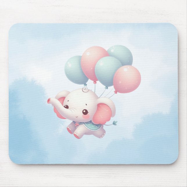 Tapis De Souris bébé éléphant avec ballons (Devant)