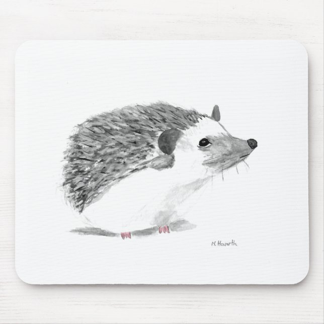 Tapis De Souris Bébé hérisson animal mignon Aquarelle faune (Devant)