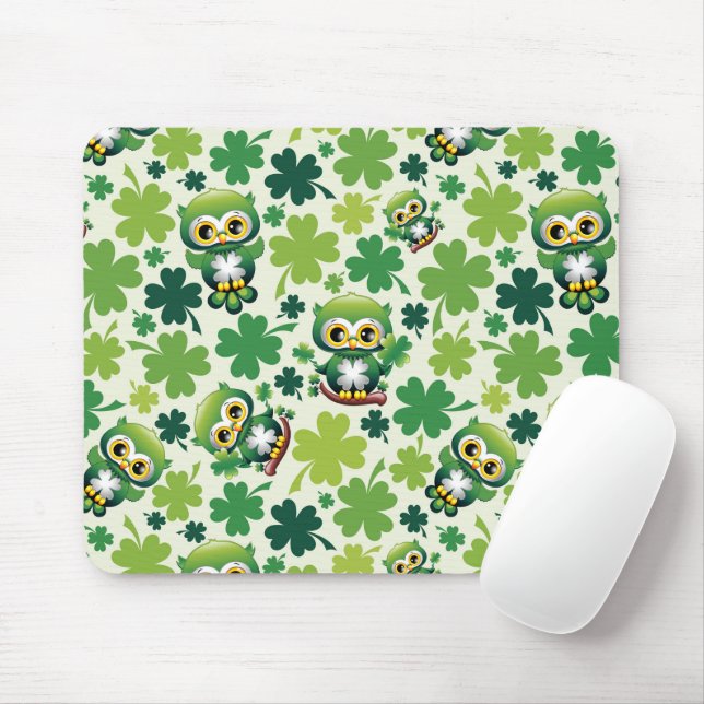 Tapis De Souris Bébé Hibou Mignon St Patrick Dessin Animé (Avec souris)