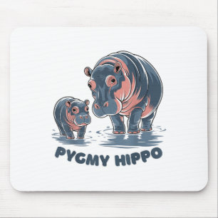 Tapis De Souris Bébé Hippopotame Nain Moo Deng Mignon Zoo Drôle Po