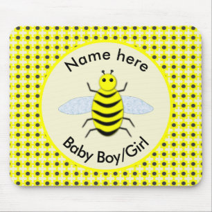 Tapis De Souris Bébé jaune mignon abeille Neutre Sexe