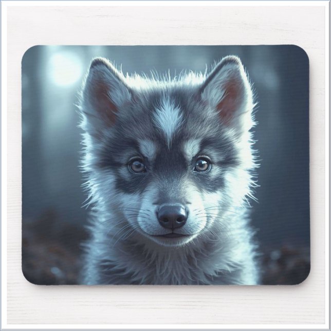 Tapis De Souris Bébé loup adorable au clair de lune (Créateur téléchargé)