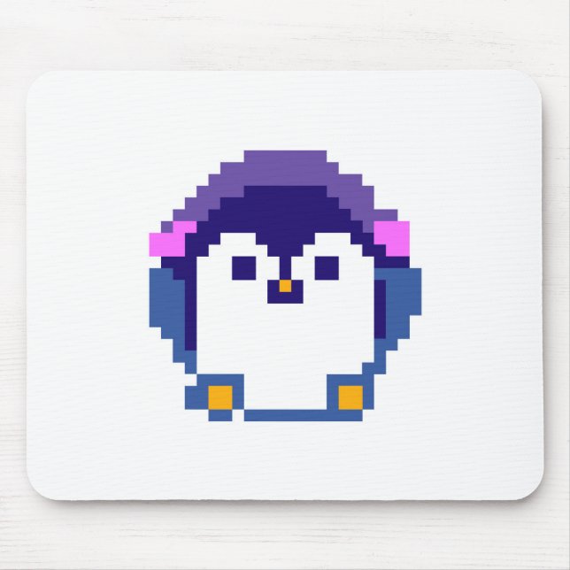 Tapis De Souris Bébé manchot pixelisé mignon (Devant)
