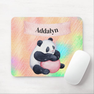 Tapis De Souris Bébé mignon Customisé Panda Ours Aquarelle Pastel