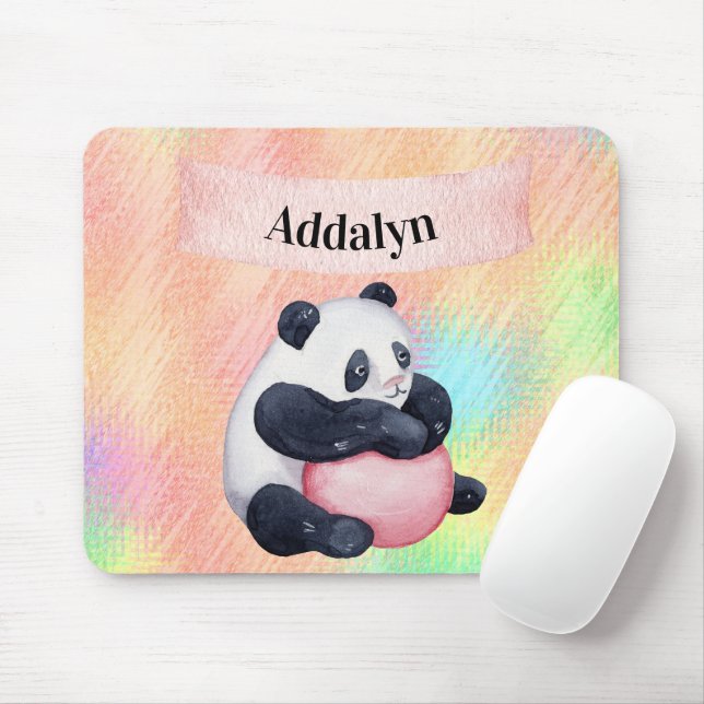 Tapis De Souris Bébé mignon Customisé Panda Ours Aquarelle Pastel (Avec souris)