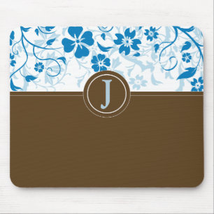 Tapis De Souris Bébé monogramme simple Mousepad bleu