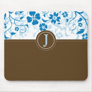 Tapis De Souris Bébé monogramme simple Mousepad bleu