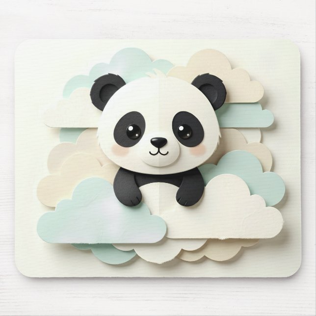 Tapis De Souris Bébé Panda Plié | Origami Mignon  (Devant)