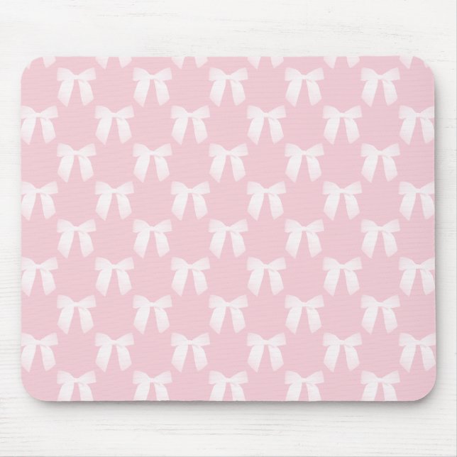 Tapis De Souris Bébé Pastel Rose Avec Vaches Blanches (Devant)