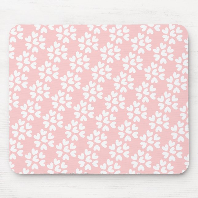 Tapis De Souris Bébé rose blanc doux Coeurs Motif (Devant)
