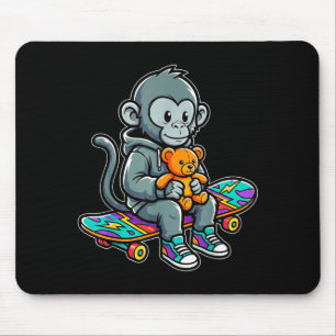 Tapis De Souris Bébé singe mignon coup de poing skater tenue de ru