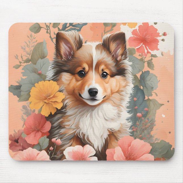 Tapis De Souris Bébés mignons animaux | Chipette Chien Chien de Sh (Devant)
