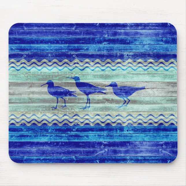 Tapis De Souris Bécasseaux bleus de la Marine Rustique (Devant)