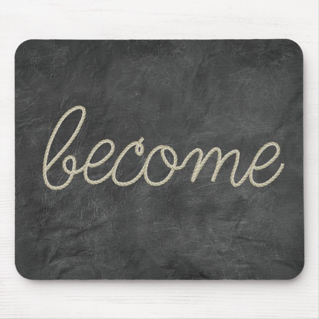 Tapis De Souris BECOME Rope Text on Black Leather (Devant)