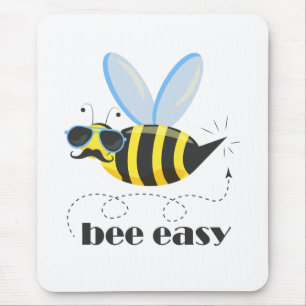Tapis De Souris Bee caractère avec mustache lunettes de soleil Bee